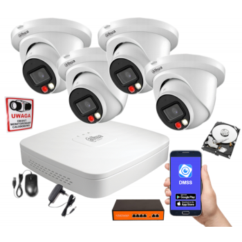 ZESTAW MONITORINGU IP Dahua NVR2104-S3 + 4x IPC-HDW2249TM-S-IL-0280B 2MPX 2.8mm IR30 1TB